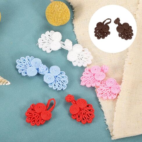 uxcell 10 Set Chinese Closure Buttons Chinese Knots Frog Buttons Handmade Sewing Fasteners for Tang Suit Scarf Coats Sweater Cloak Costumes Outfit Sewing (Coffee, 60 x 20mm) in Saudi Arabia