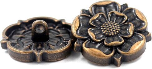 Bezelry 10 Pieces Tudor Rose Metal Shank Buttons. 25mm(1 inch) (Antique Copper) in Saudi Arabia