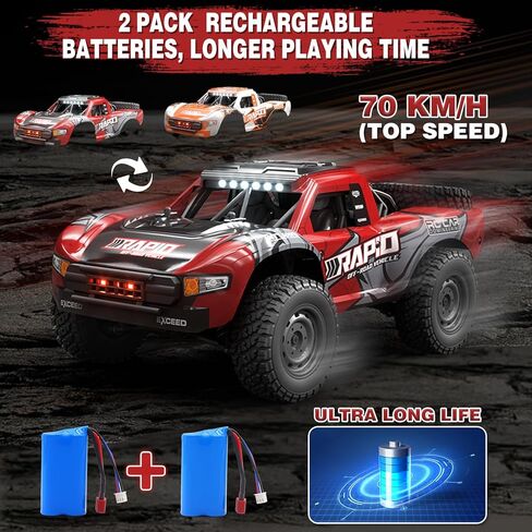 شاحنة Mostop RC للبالغين، سيارة تحكم عن بعد عالية السرعة بسرعة 30 ميلاً في الساعة، 1:14 جميع التضاريس 4WD سيارة RC سريعة، شاحنة زاحفة صخرية مقاومة للماء للأولاد 4X4 على الطرق الوعرة RC شاحنة الوحش عربات التي تجرها الدواب، بطاريتان in Kuwait