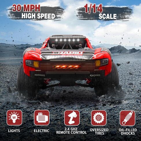 شاحنة Mostop RC للبالغين، سيارة تحكم عن بعد عالية السرعة بسرعة 30 ميلاً في الساعة، 1:14 جميع التضاريس 4WD سيارة RC سريعة، شاحنة زاحفة صخرية مقاومة للماء للأولاد 4X4 على الطرق الوعرة RC شاحنة الوحش عربات التي تجرها الدواب، بطاريتان in Kuwait