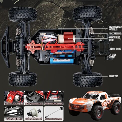 شاحنة Mostop RC للبالغين، سيارة تحكم عن بعد عالية السرعة بسرعة 30 ميلاً في الساعة، 1:14 جميع التضاريس 4WD سيارة RC سريعة، شاحنة زاحفة صخرية مقاومة للماء للأولاد 4X4 على الطرق الوعرة RC شاحنة الوحش عربات التي تجرها الدواب، بطاريتان in Kuwait