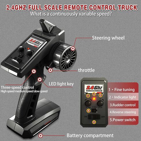 شاحنة Mostop RC للبالغين، سيارة تحكم عن بعد عالية السرعة بسرعة 30 ميلاً في الساعة، 1:14 جميع التضاريس 4WD سيارة RC سريعة، شاحنة زاحفة صخرية مقاومة للماء للأولاد 4X4 على الطرق الوعرة RC شاحنة الوحش عربات التي تجرها الدواب، بطاريتان in Kuwait