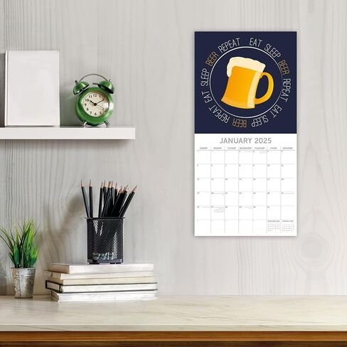 تقويم حائط مربع 2025 من The Gifted Stationary، لافتات البيرة، تقويم معلق بموضوع زاوية مضحكة لمدة 16 شهرًا مع 180 ملصق تذكير، مخطط شهر للمنزل أو المساحات الإبداعية، 12 × 12 بوصة in Saudi Arabia