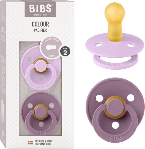 BIBS Colour Soother 2-Pack, BPA Free Dummy Pacifier, Round . Natural Rubber Latex, Size 3 (18+ Months), Cloud / Black in Saudi Arabia