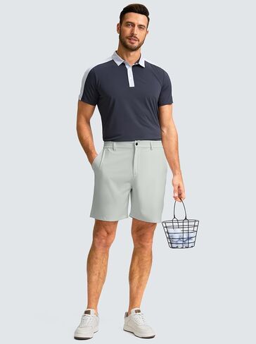 G Gradual Men's Casual Shorts 7" Lightweight Golf Shorts for Men Stretch with 3 Pockets Quick Dry Breathable Work Shorts Black Camo in Saudi Arabia