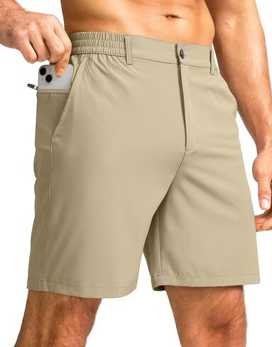 G Gradual Men's Casual Shorts 7" Lightweight Golf Shorts for Men Stretch with 3 Pockets Quick Dry Breathable Work Shorts Black Camo in Saudi Arabia