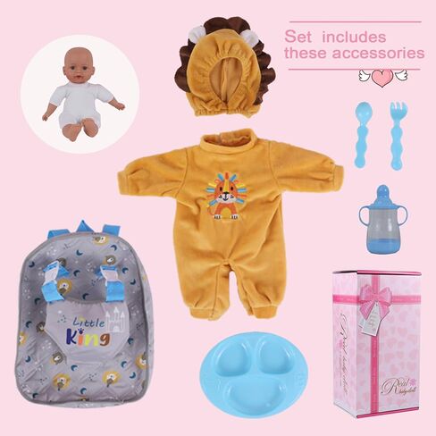 13" Soft Doll with Carry On Backpack Carrier, Briefcase Pocket for Doll Accessories and Clothing (Backpack Lion) in Saudi Arabia