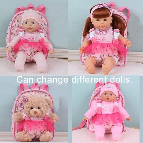 13" Soft Doll with Carry On Backpack Carrier, Briefcase Pocket for Doll Accessories and Clothing (Backpack Lion) in Saudi Arabia