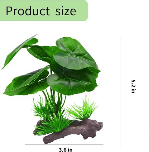 زينة شجرة اللبخ لحوض السمك الحريري، قطعتان من نبات الحرير الاصطناعي، أرجوحة وسادة أوراق البيتا، جلود سمكة ذهبية/نباتات الزواحف لعبة سمكة بيتا من خشب دريفت - A03 in Kuwait