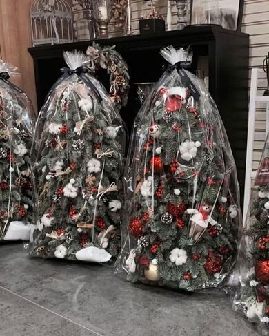 JOYIT 10 Pack Clear Cellophane Bags Large (35 in x 55 in) - 3 Mil Thicker Clear Cellophane Wrap for Gift Baskets, Opp Clear Plastic Gift Bags with Red Bows Ribbons in Saudi Arabia