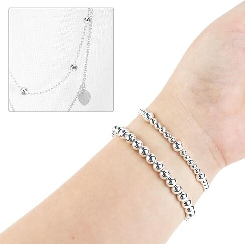 100 Pcs Silver Plated Brass Seamless Ball Beads Loose Beads Round Spacer Beads for DIY Bracelet Jewelry Craft Making (Silver 4 mm) in Saudi Arabia