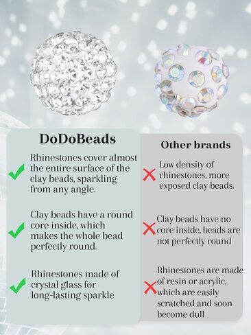 120 pcs 10mm White Rhinestone Beads Bulk, Shiny Round Rhinestone Beads for Jewelry Making, Sparkle Crystal Beads for Baseball Necklace, Disco Ball Beads, White Rhinestones for Crafting in Kuwait