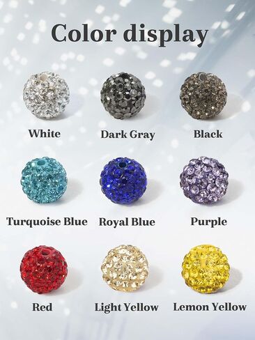 120 pcs 10mm White Rhinestone Beads Bulk, Shiny Round Rhinestone Beads for Jewelry Making, Sparkle Crystal Beads for Baseball Necklace, Disco Ball Beads, White Rhinestones for Crafting in Kuwait