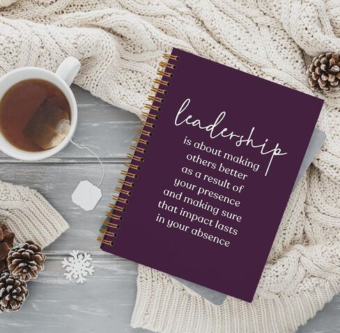 QUICQOD Leadership Definition Notebook Journal for Work Office School,Best Leader Gifts,Employee Gift for Boss,Appreciation Gift for Leader,Thank You Gift,Black Hardcover Spiral Notebook 5.5x8.3(black) in Kuwait