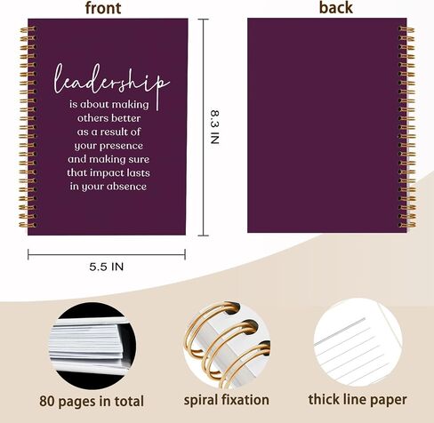 QUICQOD Leadership Definition Notebook Journal for Work Office School,Best Leader Gifts,Employee Gift for Boss,Appreciation Gift for Leader,Thank You Gift,Black Hardcover Spiral Notebook 5.5x8.3(black) in Kuwait