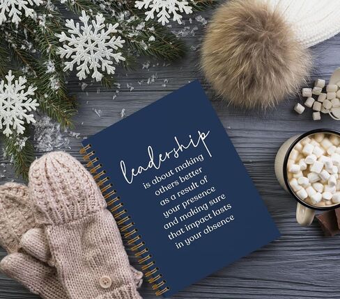 QUICQOD Leadership Definition Notebook Journal for Work Office School,Best Leader Gifts,Employee Gift for Boss,Appreciation Gift for Leader,Thank You Gift,Black Hardcover Spiral Notebook 5.5x8.3(black) in Kuwait