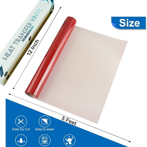 Mesh Hole HTV Heat Transfer Vinyl - 12 Inch x 5 Feet PU Perforated Mesh Iron on Vinyl Rolls for T-Shir, Mesh Vinyl HTV for DIY Clothing (White) in Saudi Arabia