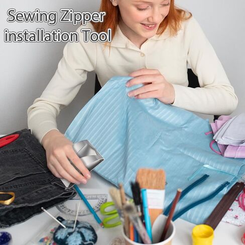 2 حزمة من أدوات تهزهز السوستة المصنوعة من الفولاذ المقاوم للصدأ أداة تثبيت سحاب سريعة للسراويل والفساتين (فضي وأسود) in Saudi Arabia
