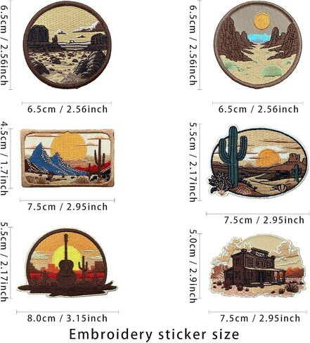 Texas Embroidered Patchs for Hats Iron On/Sew On,6 Pcs Old Western Style TX Embroidery Sheets with Heat Press Adhesive for Trucker Hat/Backpacks/Jackets/Beanie/DIY Material Supplies(Rectangle/Round) in Saudi Arabia
