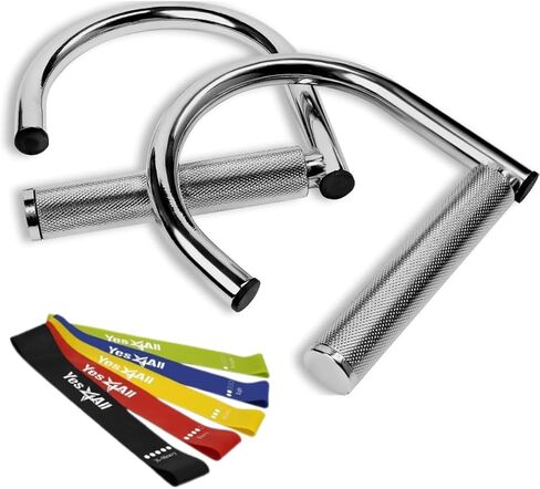Yes4All 360 Rotation Metal Resistance Bands Handles, Pull Up Handle with Extra-Gripped Knurled Surface, Heavy Duty Industrial Grade Steel Stretch Attachment Handles for Elastic Band Workouts Home Gym in Saudi Arabia