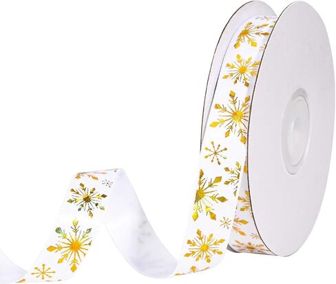 20 ياردة ندفة الثلج الشريط الساتان عيد الميلاد ندفة الثلج ستار كرافت الشريط لتغليف الهدايا باقة صياغة والخياطة ديكور الحفلات (فضي) in Kuwait