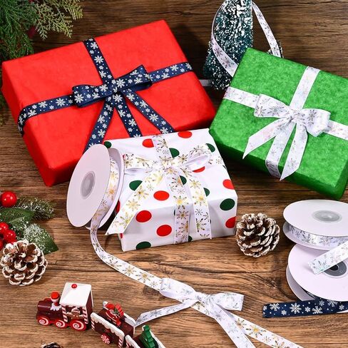 20 ياردة ندفة الثلج الشريط الساتان عيد الميلاد ندفة الثلج ستار كرافت الشريط لتغليف الهدايا باقة صياغة والخياطة ديكور الحفلات (فضي) in Kuwait