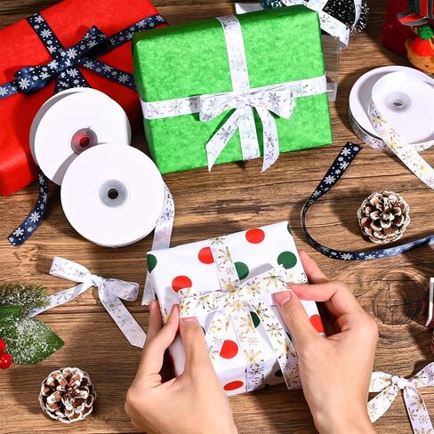 20 ياردة ندفة الثلج الشريط الساتان عيد الميلاد ندفة الثلج ستار كرافت الشريط لتغليف الهدايا باقة صياغة والخياطة ديكور الحفلات (فضي) in Kuwait