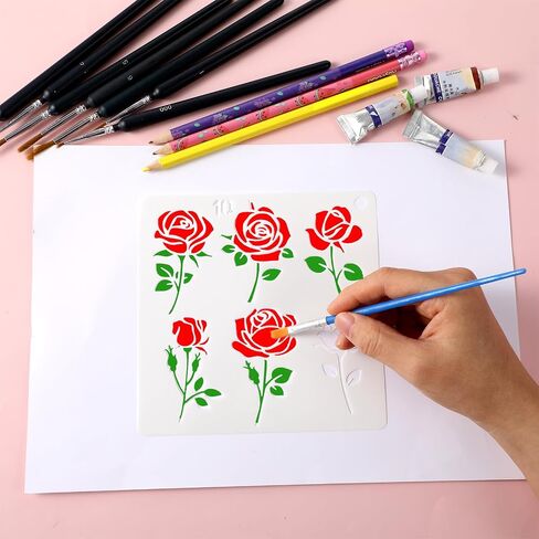 Giantree 5.9 بوصة استنسل الأزهار للرسم، 20 قطعة من استنسل الزهور للحرف اليدوية لوحة الصخور الكبيرة استنسل طلاء عباد الشمس البلاستيكي القابل لإعادة الاستخدام للرسم على بلاط الحائط الخشبي وديكور المنزل in Saudi Arabia