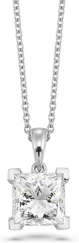 IGI Certified 1/4 to 3 Carat Princess Cut Lab Grown Diamond Square Pendant Necklace for Women in 14K Gold or 925 Sterling Silver (D-E-F/G-H, VS1-VS2, 0.25 to 3.00 cttw) 16-18 Inch Chain in Kuwait