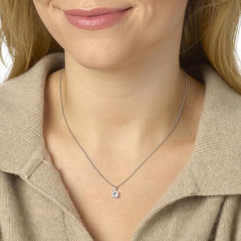 IGI Certified 1/4 to 3 Carat Princess Cut Lab Grown Diamond Square Pendant Necklace for Women in 14K Gold or 925 Sterling Silver (D-E-F/G-H, VS1-VS2, 0.25 to 3.00 cttw) 16-18 Inch Chain in Kuwait