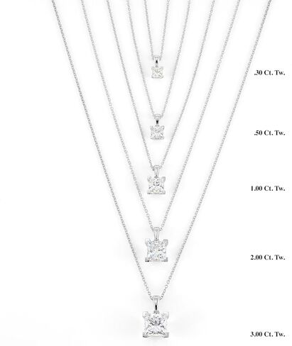 IGI Certified 1/4 to 3 Carat Princess Cut Lab Grown Diamond Square Pendant Necklace for Women in 14K Gold or 925 Sterling Silver (D-E-F/G-H, VS1-VS2, 0.25 to 3.00 cttw) 16-18 Inch Chain in Kuwait