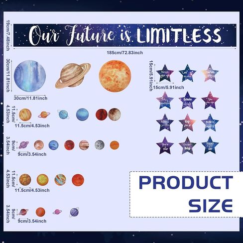Kosiz 97 Pcs Space Classroom Bulletin Board Decorations Solar System Galaxy Classroom Decorations Cutouts Galaxy Our Future is Limitless with Large Stars Foil Stars Planets for School Bulletin Board in Saudi Arabia