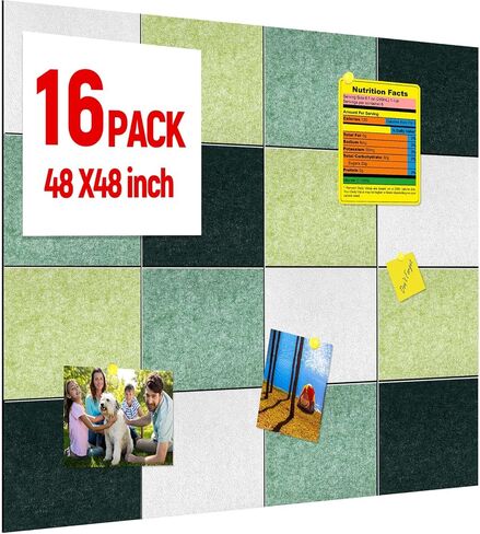 16 Pack Large Felt Cork Boards Bulletin Boards 12" x 12" Felt Wall Tiles Alternative Cork Tiles Safe Removable Felt Boards for Christmas Walls Office Gifts Pin Board Tack Board(Blue Series) in Saudi Arabia