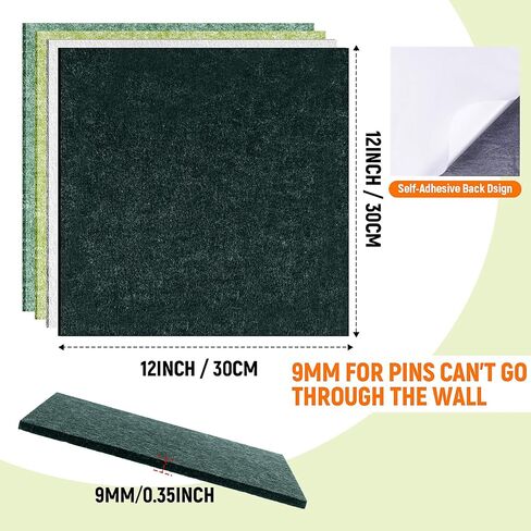 16 Pack Large Felt Cork Boards Bulletin Boards 12" x 12" Felt Wall Tiles Alternative Cork Tiles Safe Removable Felt Boards for Christmas Walls Office Gifts Pin Board Tack Board(Blue Series) in Saudi Arabia