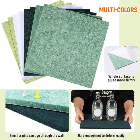16 Pack Large Felt Cork Boards Bulletin Boards 12" x 12" Felt Wall Tiles Alternative Cork Tiles Safe Removable Felt Boards for Christmas Walls Office Gifts Pin Board Tack Board(Blue Series) in Saudi Arabia