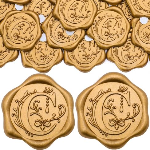 SWANGSA 50 Pack Letter S Wax Seal Stickers, Antique Gold Initial Alphabet Self-Adhesive Stickers for Wedding Party Invitation Envelopes in Saudi Arabia