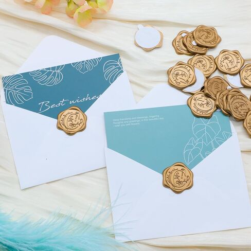 SWANGSA 50 Pack Letter S Wax Seal Stickers, Antique Gold Initial Alphabet Self-Adhesive Stickers for Wedding Party Invitation Envelopes in Saudi Arabia