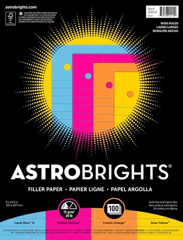 Astrobrights-25910-01 ورق حشو، 8 × 10-1/2 بوصة، 20 رطل، ألوان متنوعة، 100 ورقة in Kuwait