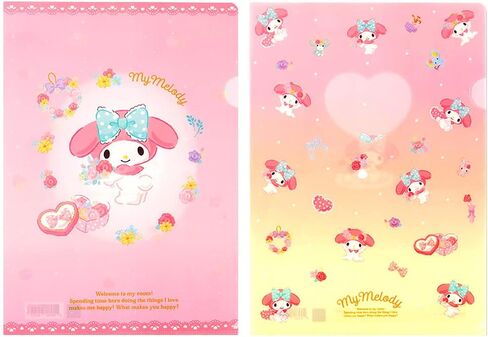 Cute Kitty Character Friends Melody Kuromy School Supply Office Supply L-Folder Paper Holder 2PCS Set (1 Set) (Melody) in Saudi Arabia