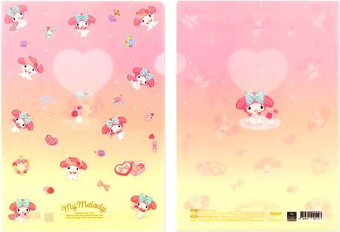 Cute Kitty Character Friends Melody Kuromy School Supply Office Supply L-Folder Paper Holder 2PCS Set (1 Set) (Melody) in Saudi Arabia