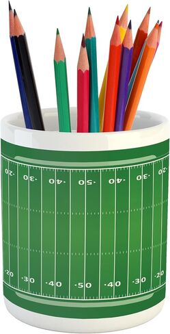 Lunarable Savannah Pencil Pen Holder, Tropical Giraffes Exotic Climates Wilderness Savannah Animals Illustration, Ceramic Pencil Holder for Desk Office Accessory, 3.6" X 3.2", Brown in Kuwait