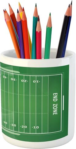 Lunarable Savannah Pencil Pen Holder, Tropical Giraffes Exotic Climates Wilderness Savannah Animals Illustration, Ceramic Pencil Holder for Desk Office Accessory, 3.6" X 3.2", Brown in Kuwait