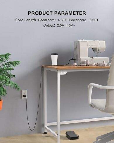 Foot Pedal Power Cord Replacement for Singer Sewing Machine, D Shape Plug Compatible with Singer 4452 4432 4423 4411 5554 5532 5523 5511 m1150 m1500 m2100(359102-001) in Saudi Arabia