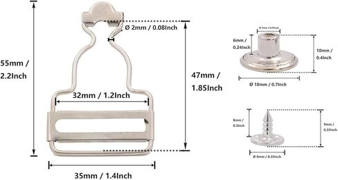 1.25¡± عرض الجزء السفلي من الداخل فضي منزلق دنغري مشبك إجمالي مشبك تعليق مع زر لولبي in Kuwait