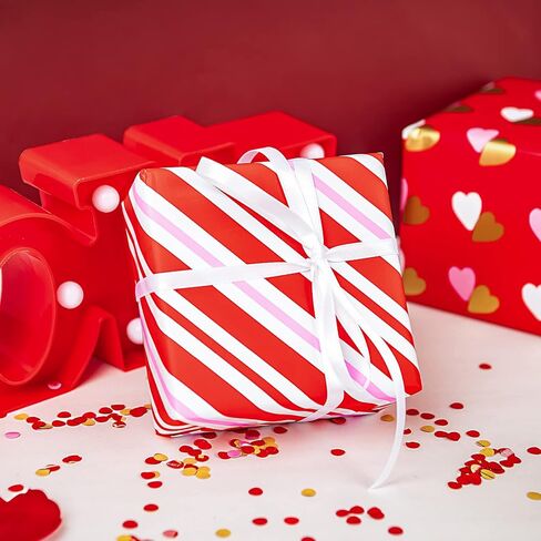 WRAPAHOLIC Valentine's Day Wrapping Paper Roll - Mini Roll - 3 Rolls - 17 Inch X 120 Inch Per Roll - Red and Pink Sweet Heart Design for Wedding, Baby Shower and Birthday in Saudi Arabia