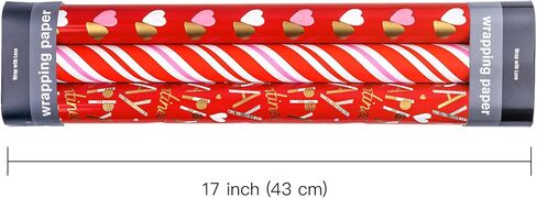 WRAPAHOLIC Valentine's Day Wrapping Paper Roll - Mini Roll - 3 Rolls - 17 Inch X 120 Inch Per Roll - Red and Pink Sweet Heart Design for Wedding, Baby Shower and Birthday in Saudi Arabia