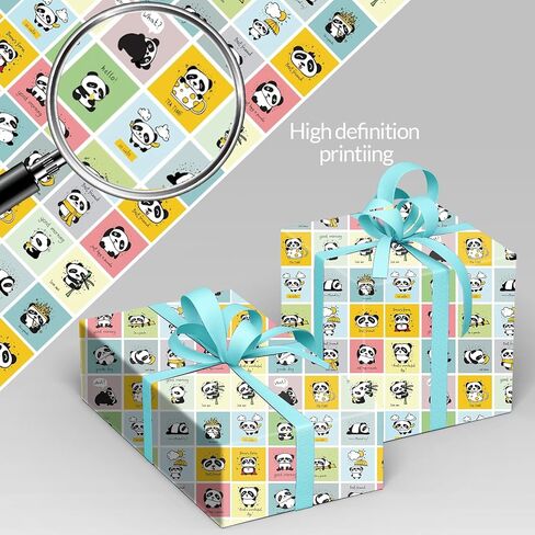 LJGYYDS 5 Sheets Panda Gift Wrapping Paper 20" x 30" - Folded Gift Wrapping Paper Present - Birthday Kraft Paper for Kids Birthday, Party DIY Crafts Gift Wrapping (IllustrationStyle) in Saudi Arabia