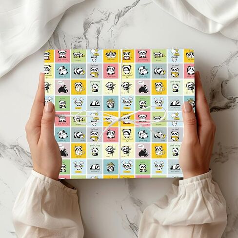 LJGYYDS 5 Sheets Panda Gift Wrapping Paper 20" x 30" - Folded Gift Wrapping Paper Present - Birthday Kraft Paper for Kids Birthday, Party DIY Crafts Gift Wrapping (IllustrationStyle) in Saudi Arabia