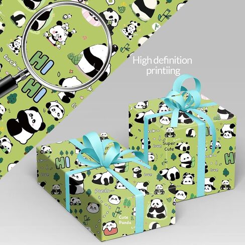 LJGYYDS 5 Sheets Panda Gift Wrapping Paper 20" x 30" - Folded Gift Wrapping Paper Present - Birthday Kraft Paper for Kids Birthday, Party DIY Crafts Gift Wrapping (IllustrationStyle) in Saudi Arabia