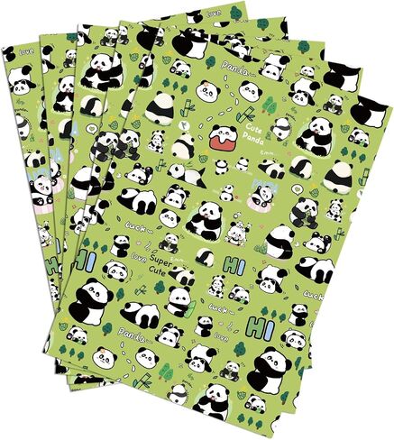 LJGYYDS 5 Sheets Panda Gift Wrapping Paper 20" x 30" - Folded Gift Wrapping Paper Present - Birthday Kraft Paper for Kids Birthday, Party DIY Crafts Gift Wrapping (IllustrationStyle) in Saudi Arabia